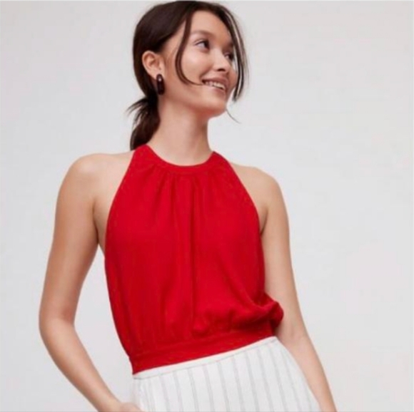 Aritzia Tops - Wilfred | Aritzia Red Patrice Halter Top, Tie Back, Size XS